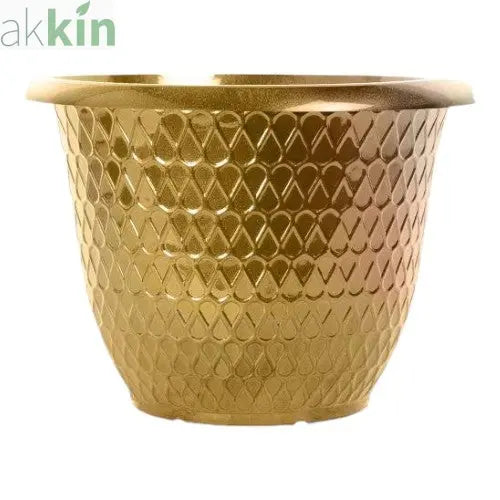 Minerva Plastic Planter 12.5' High Gloss Gold AK Kin Garden Supplies
