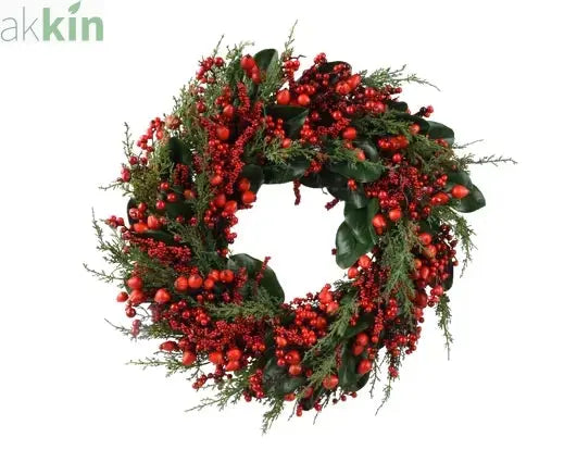 Modern Big Berry Christmas Wreath Red Berries- Large 60cm AK Kin Garden Supplies