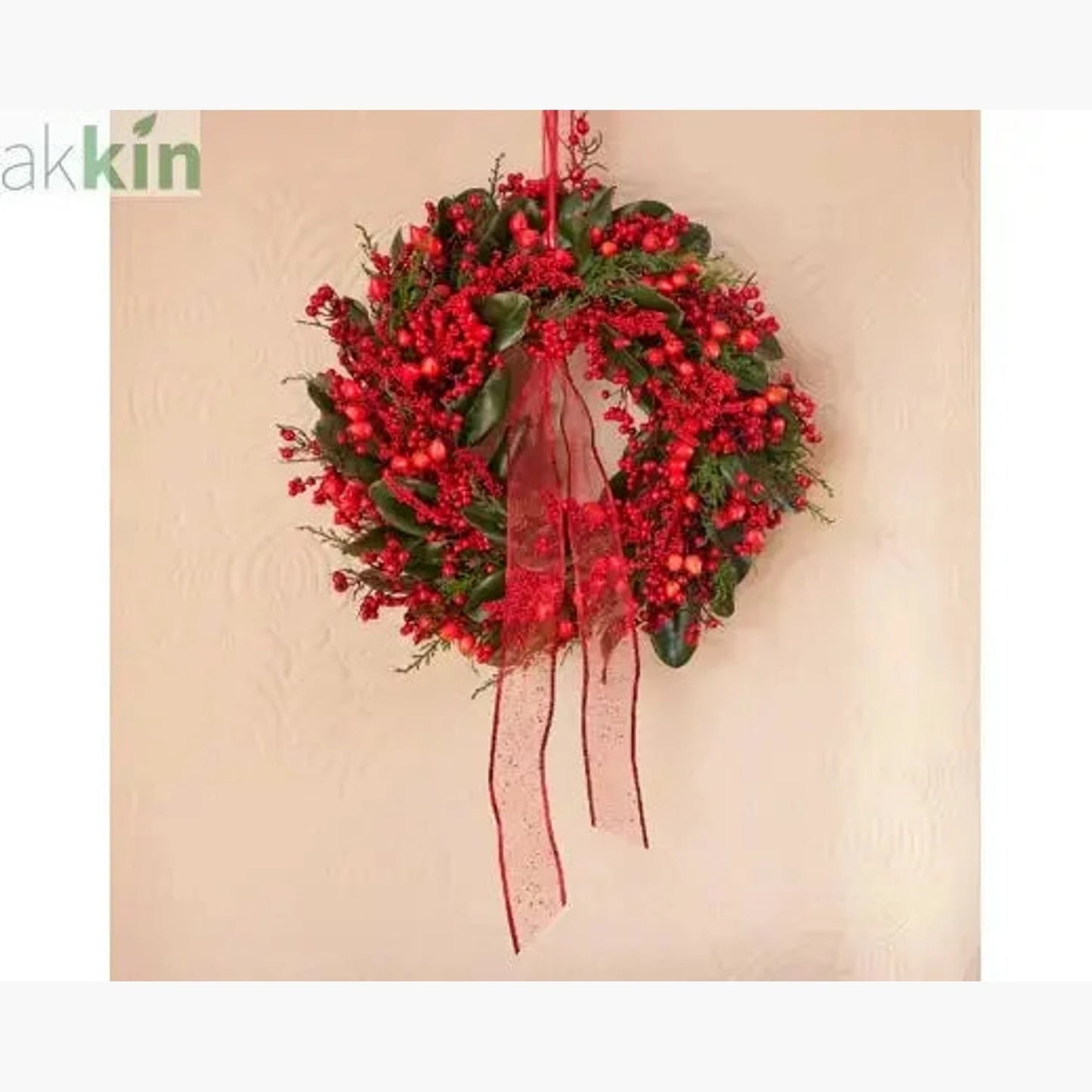 Modern Big Berry Christmas Wreath Red Berries- Large 60cm AK Kin Garden Supplies