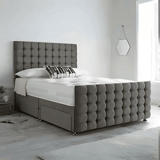 Monaco Divan Bed-Tailored Finish with Matching Headboard UK Beds Direct ltd