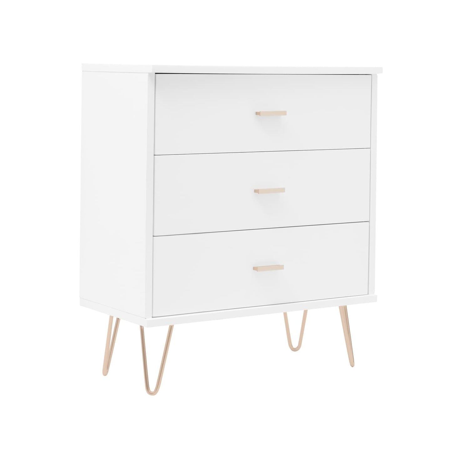 Monroe Solid Wood White Chest of 3 Drawers Fishe and Lilly