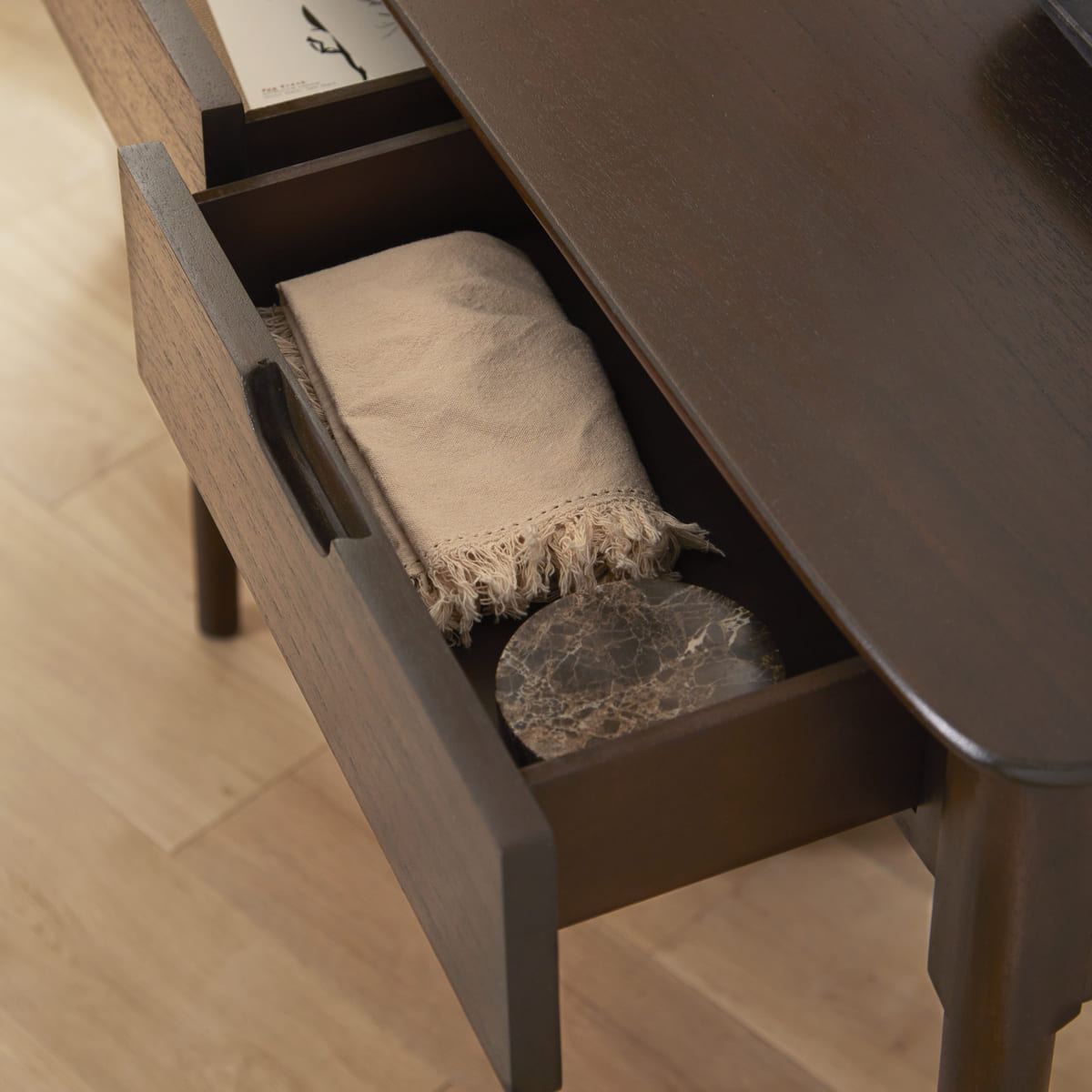 Norway 2 Drawer Walnut Console Table Fishe and Lilly