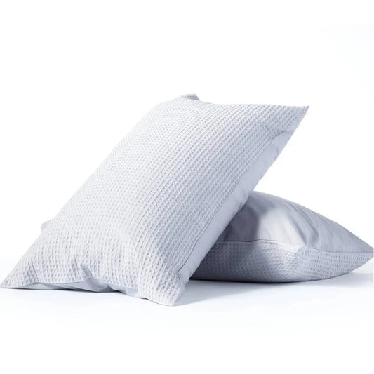 Night Lark® Natural 100% Cotton Waffle Pair of Pillowcases - Grey House, Home & Garden