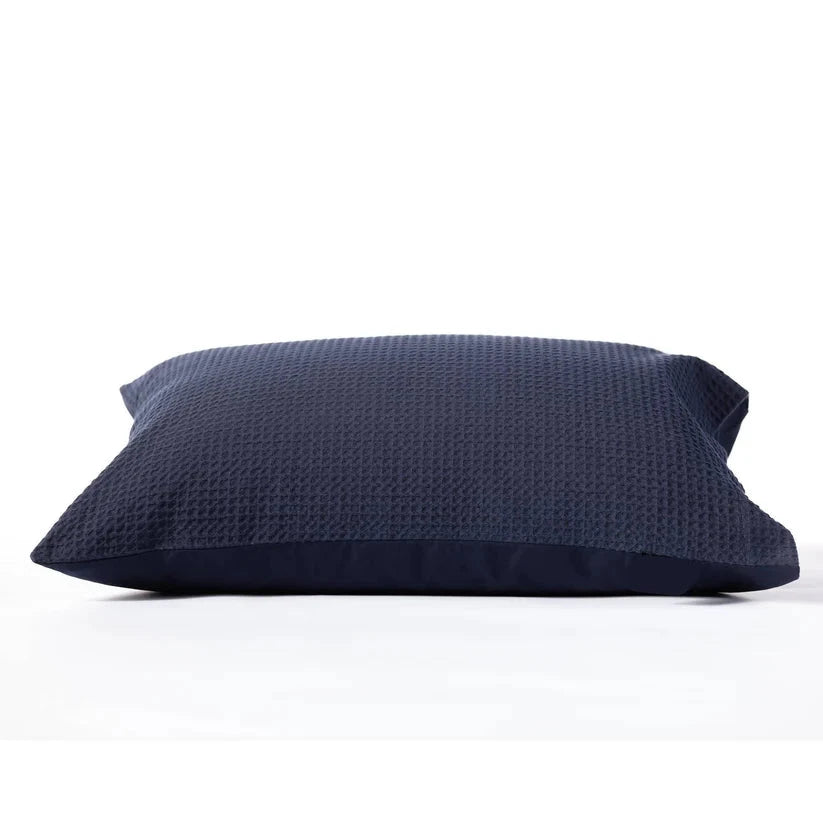 Night Lark® Natural 100% Cotton Waffle Pair of Pillowcases - Navy House, Home & Garden
