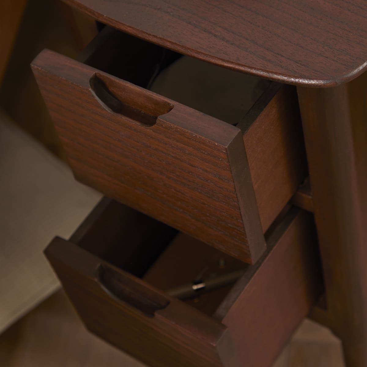 Norway Narrow Walnut Bedside Table Fishe and Lilly