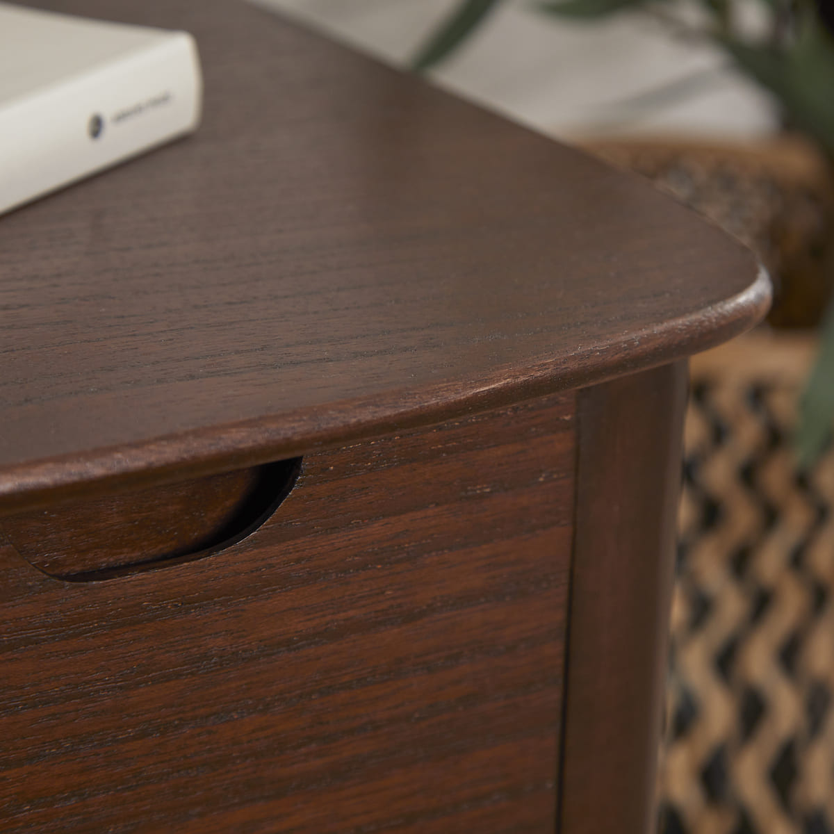 Norway Narrow Walnut Bedside Table Fishe and Lilly