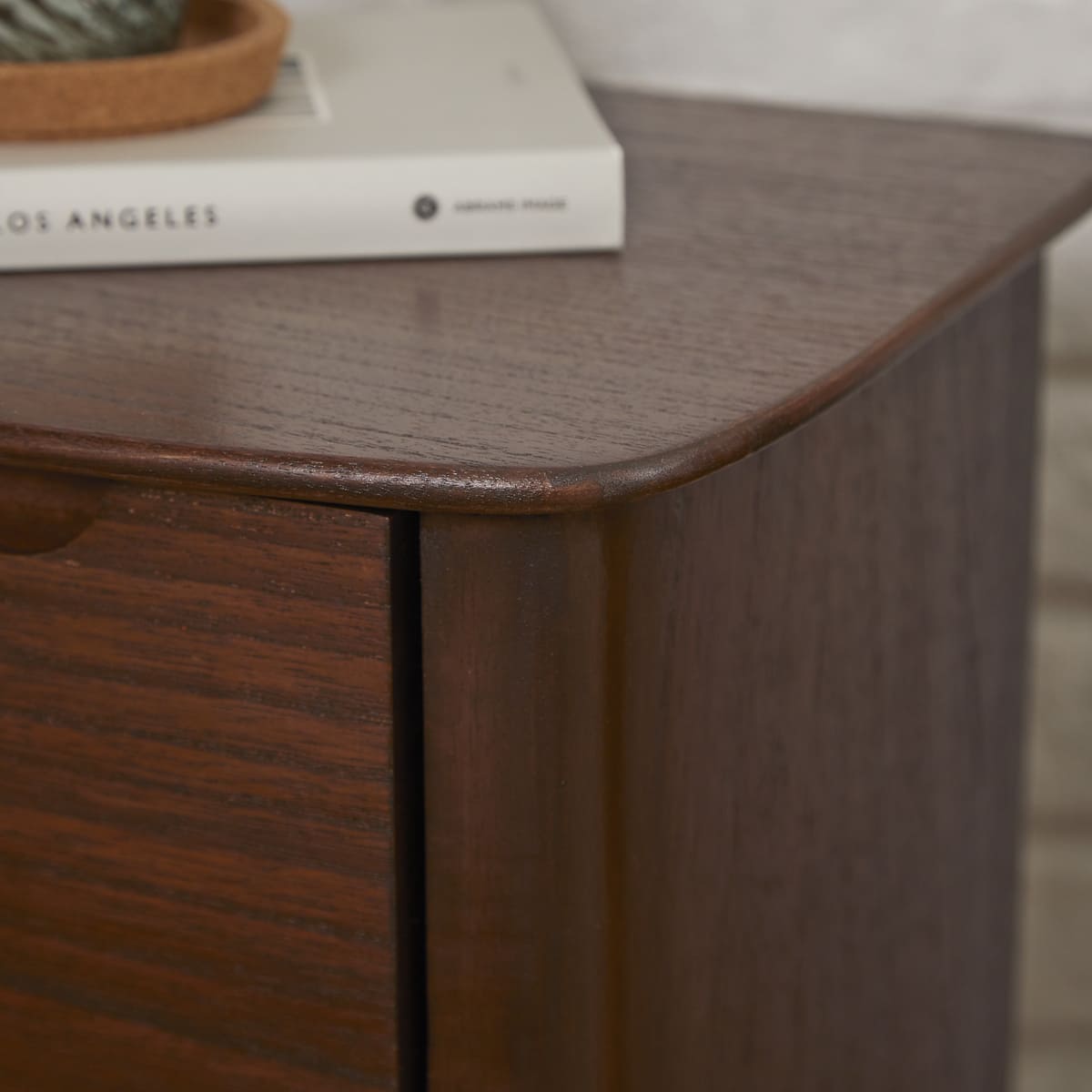 Norway Narrow Walnut Bedside Table Fishe and Lilly