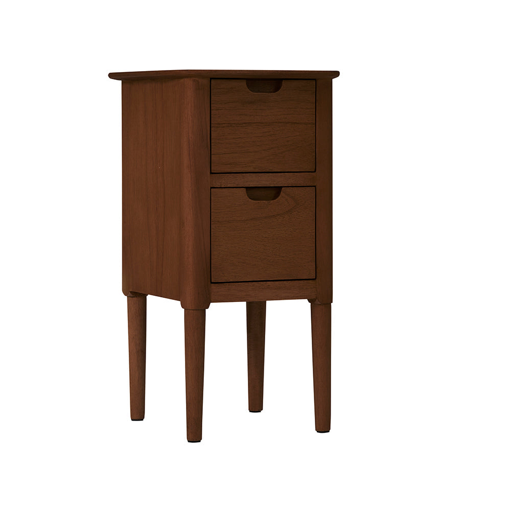 Norway Narrow Walnut Bedside Table Fishe and Lilly