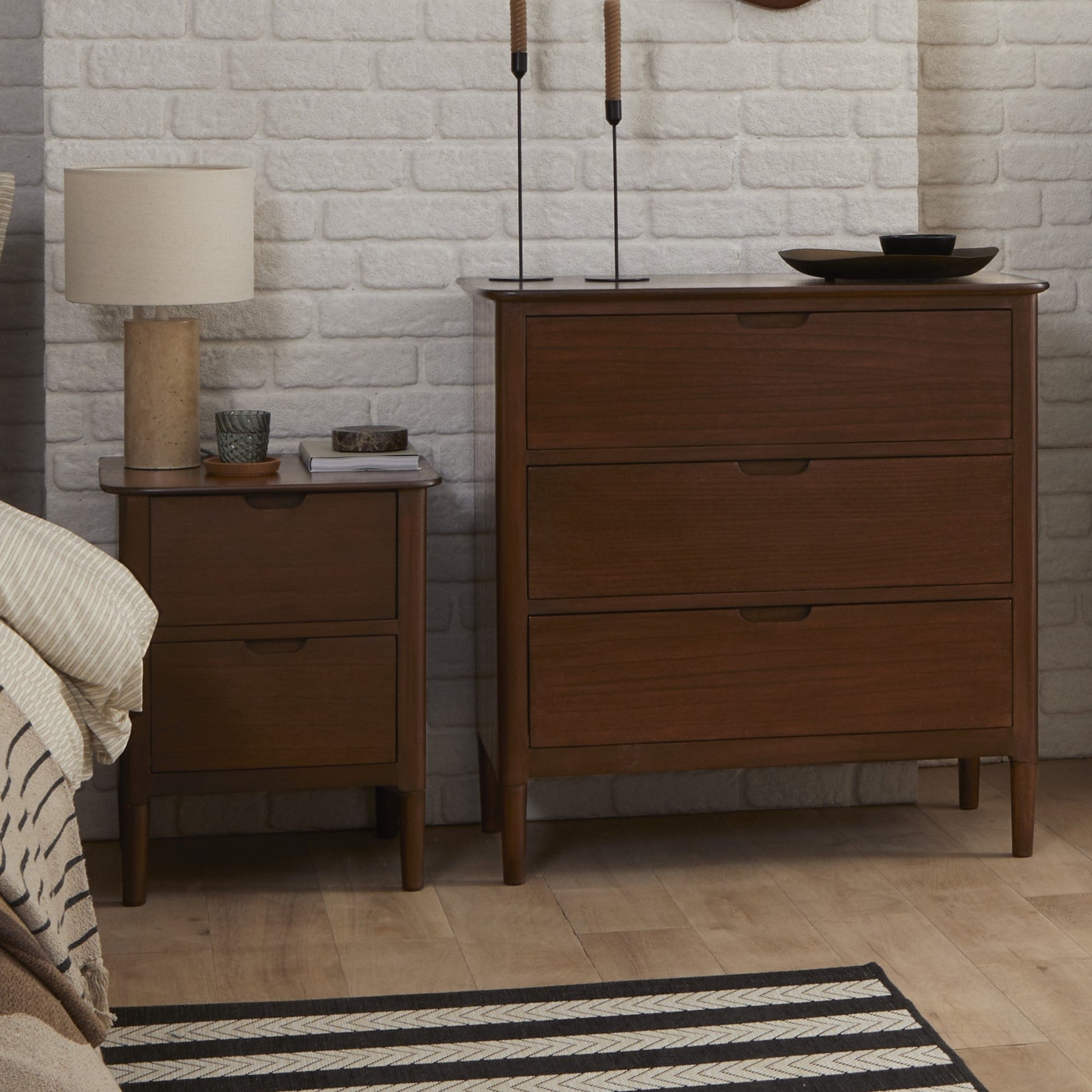 Norway Walnut Wooden Bedside Table Fishe and Lilly