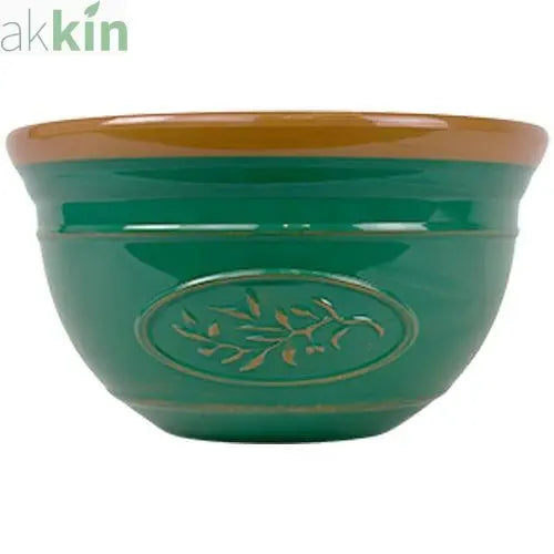 Olive Planter Bowl 30cm - Dark Green / Brown Rim AK Kin Garden Supplies
