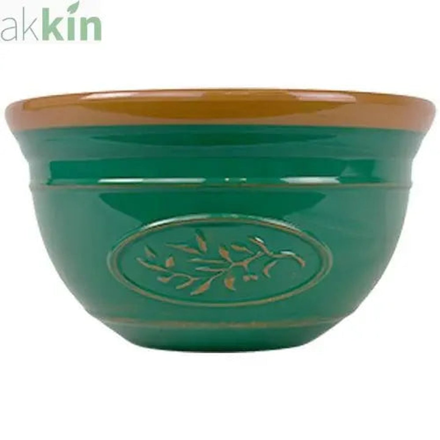 Olive Planter Bowl 30cm - Dark Green / Brown Rim AK Kin Garden Supplies