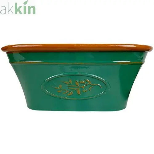 Olive Trough 38cm - Dark Green with Brown Rim AK Kin Garden Supplies