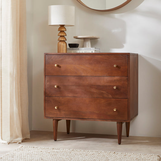 Scandinavian Walnut Oslo Chest of 3 Drawers Fishe and Lilly