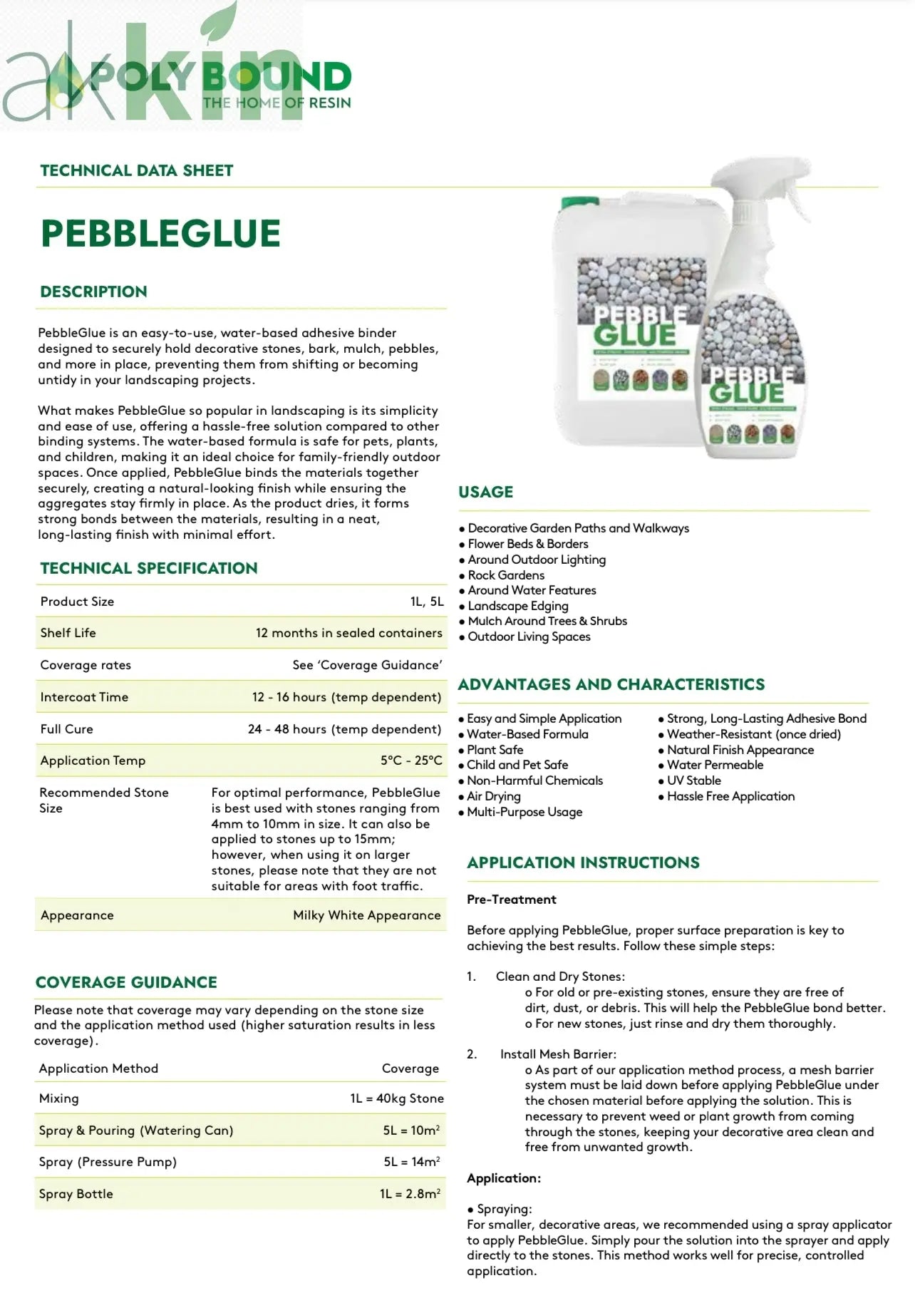 Pebble Glue 5L Bottle - Resin Binder for Decorative Garden Stones, Gravel, Mulch, Bark, Slate Chippings and Aggregates AK Kin Garden Supplies