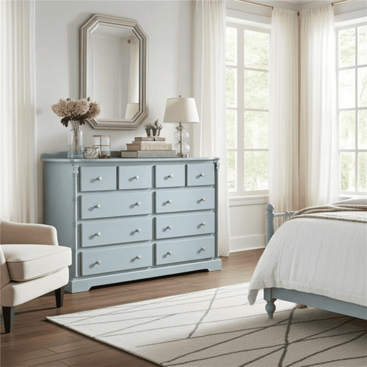 Pine Wooden Wardrobe 6 + 4 Long Chests of Drawers – Stylish & Spacious Drawer Storage UK Beds Direct ltd