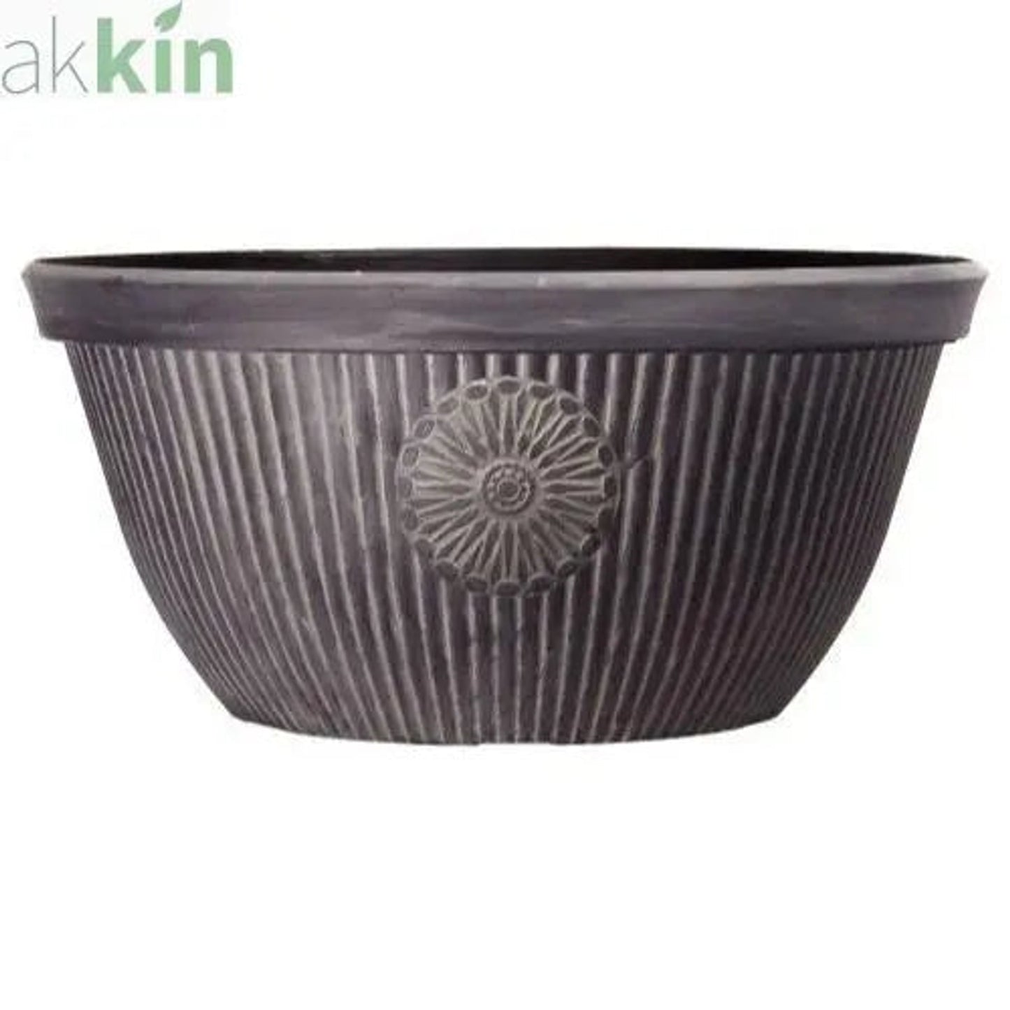 Premium Planter Somerville Bowl 14" Chocolate Slate AK Kin Garden Supplies