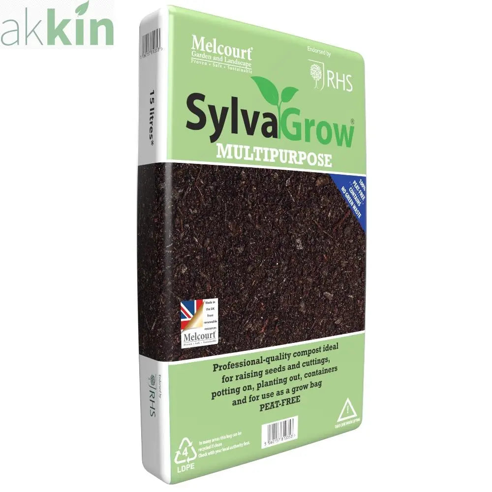 RHS Melcourt Sylvagrow Peat Free Multi-Purpose Compost 15lt Carry Bag AK Kin Garden Supplies