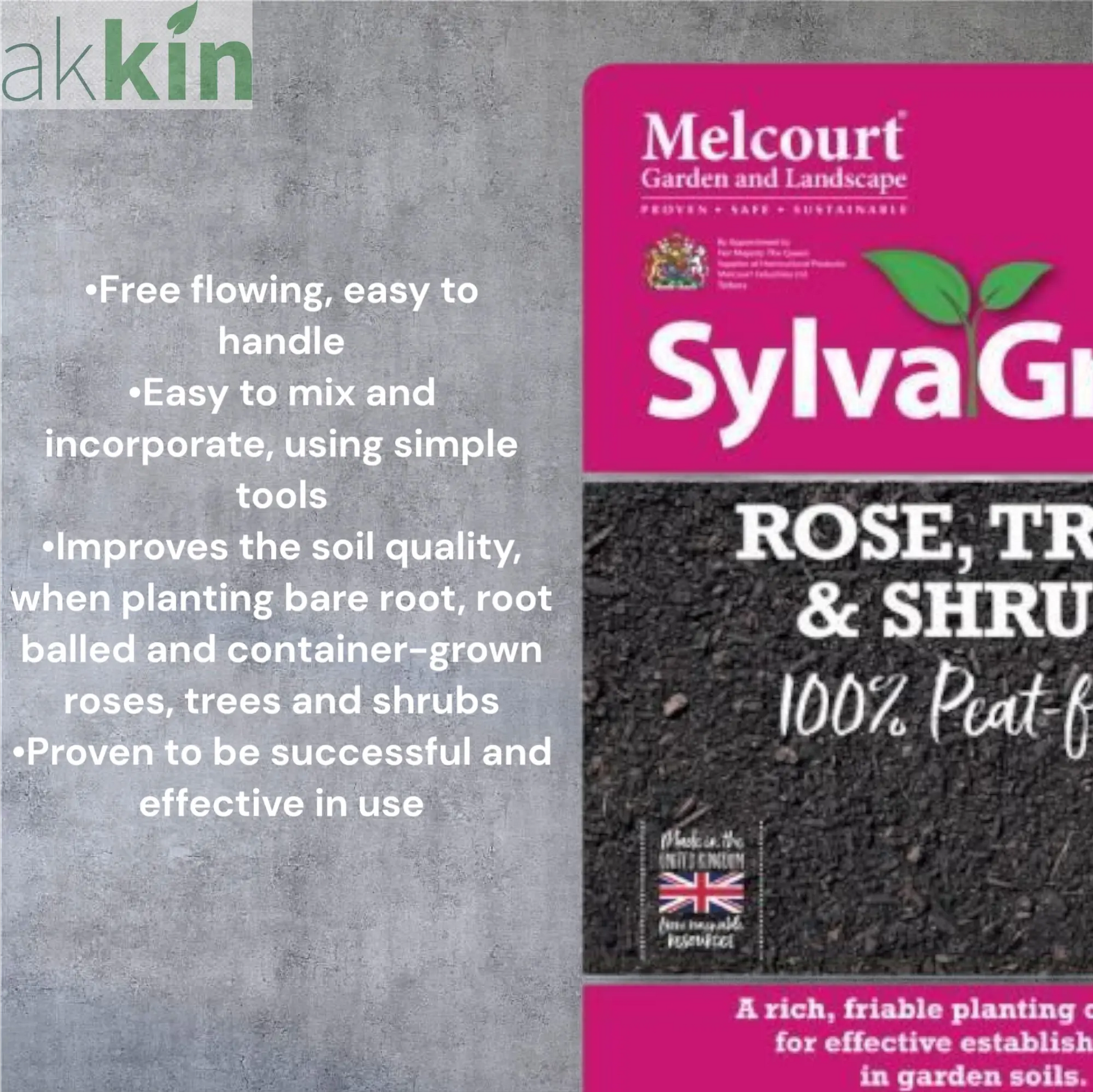 RHS Melcourt Sylvagrow Rose, Tree and Shrub Peat Free 40lt AK Kin Garden Supplies