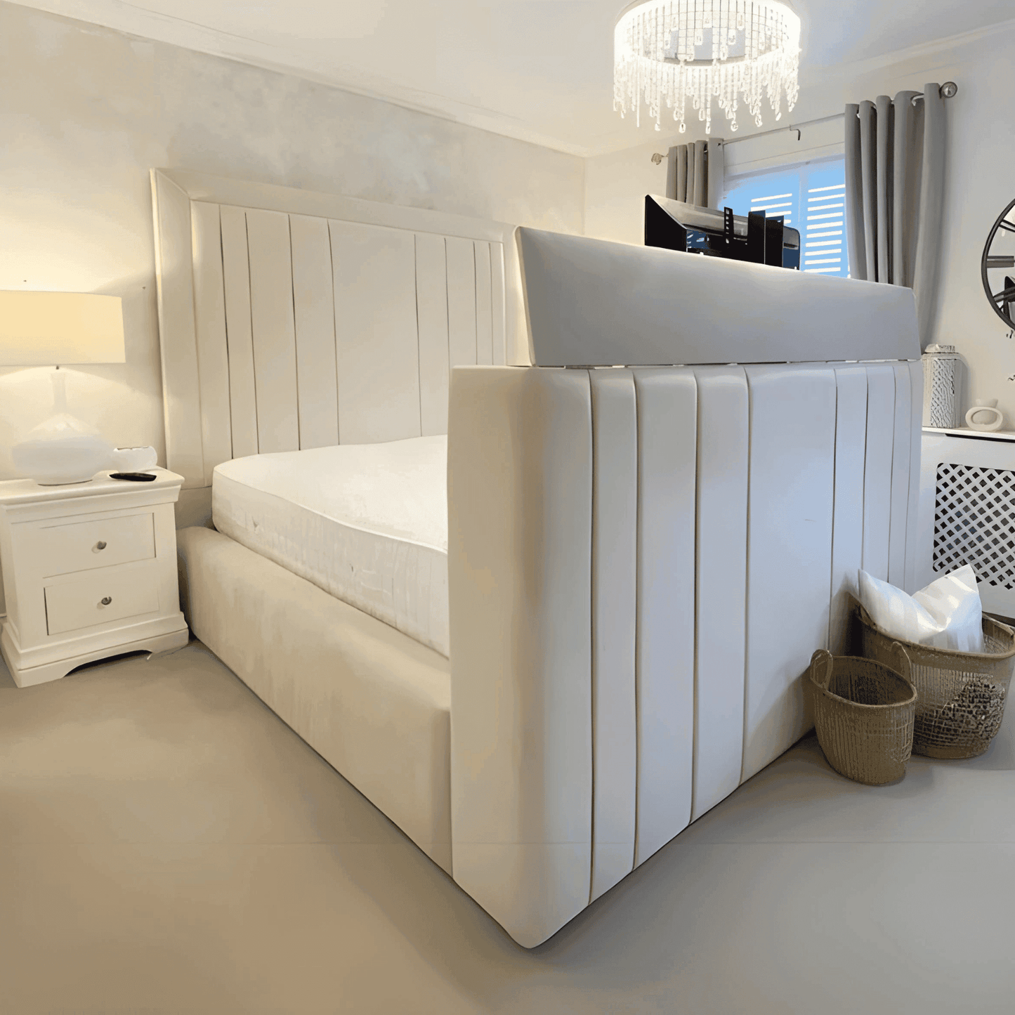 Rayna Panel Lined Tv Bed UK Beds Direct ltd