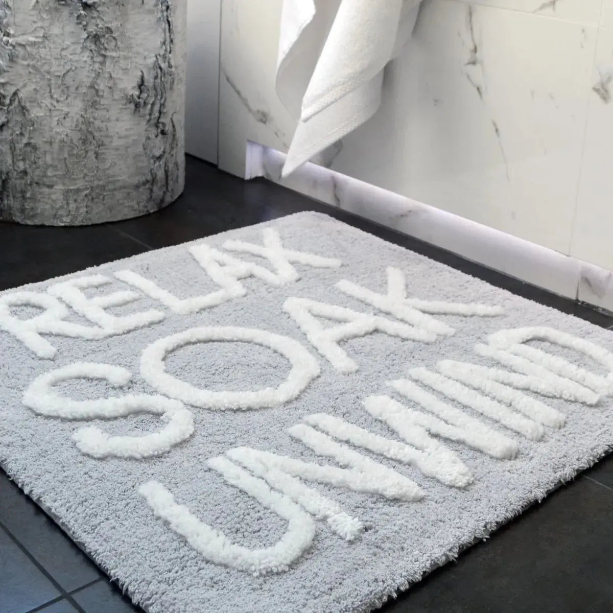 Relax Soak Unwind Tufted Square Bath Mat AK Kin Garden Supplies