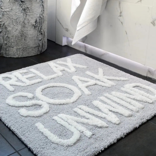 Relax Soak Unwind Tufted Square Bath Mat AK Kin Garden Supplies