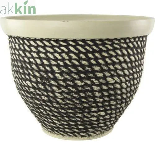 Rope Planter 40cm Black/Cream AK Kin Garden Supplies