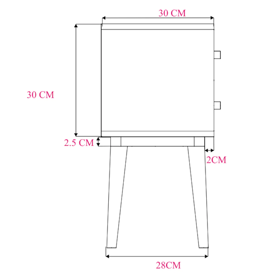 Scandinavian Light Walnut Logan Narrow Bedside Table