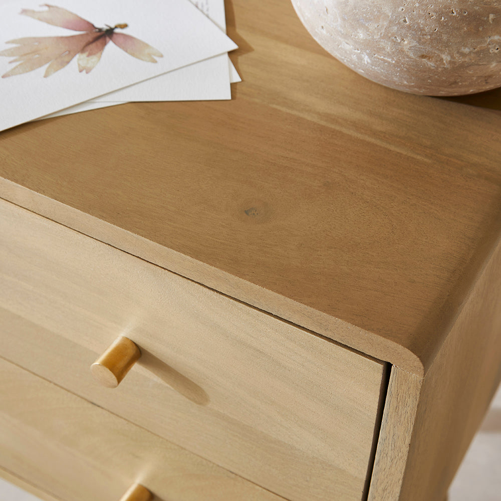 Scandinavian Light Oak Logan Narrow Bedside Table Fishe and Lilly