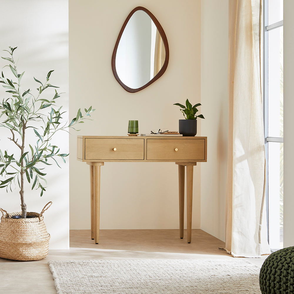 Scandinavian Light Oak Oslo Console, Dressing Table, and Desk Fishe and Lilly