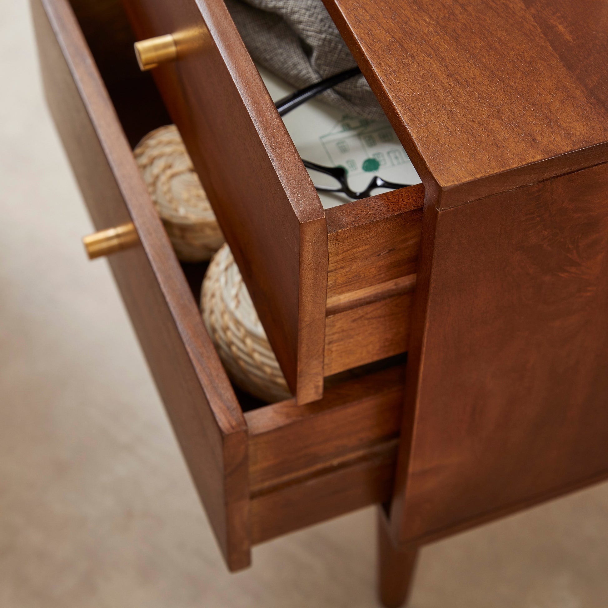Scandinavian Walnut Oslo Bedside Table Fishe and Lilly