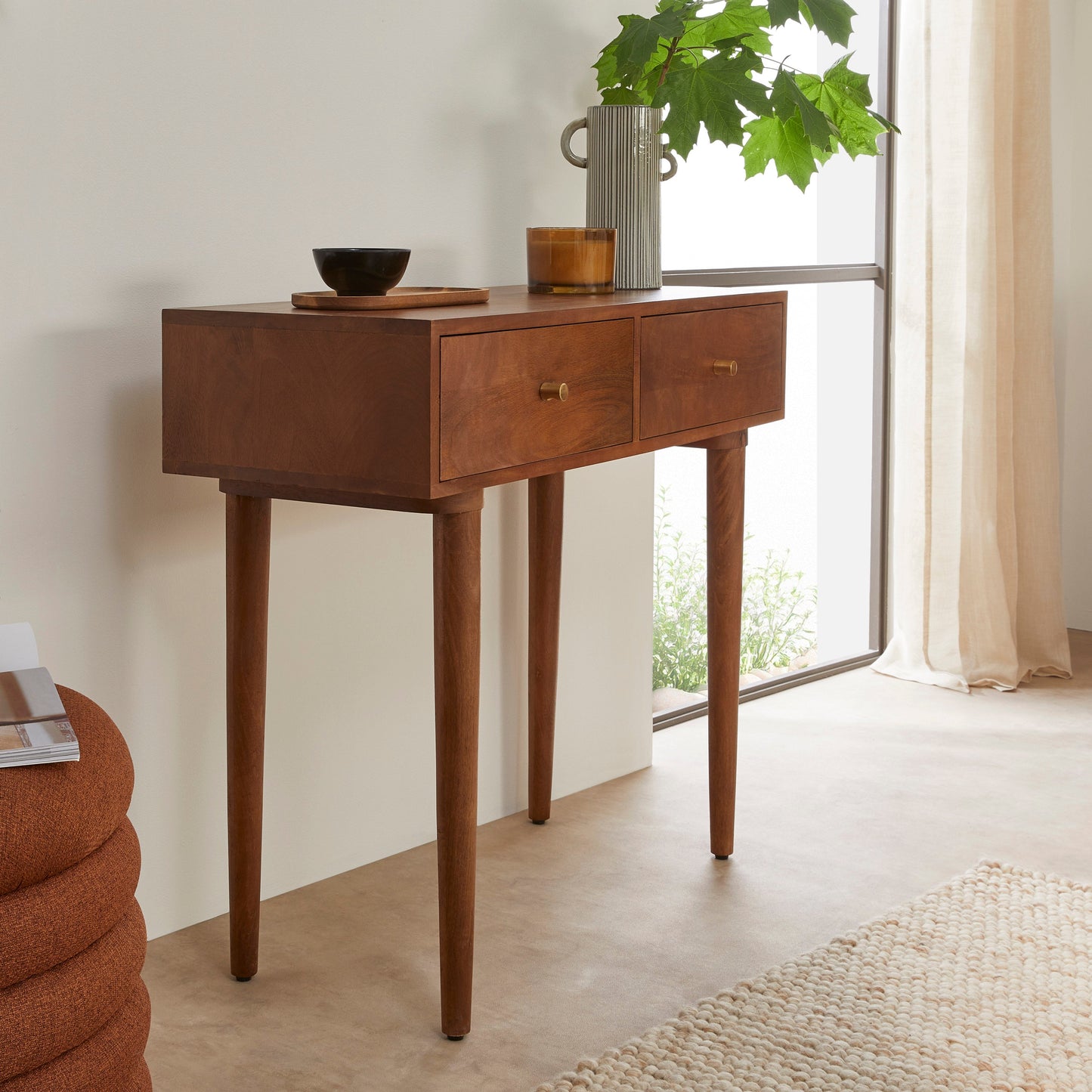 Scandinavian Walnut Oslo Console, Dressing Table, and Desk Fishe and Lilly