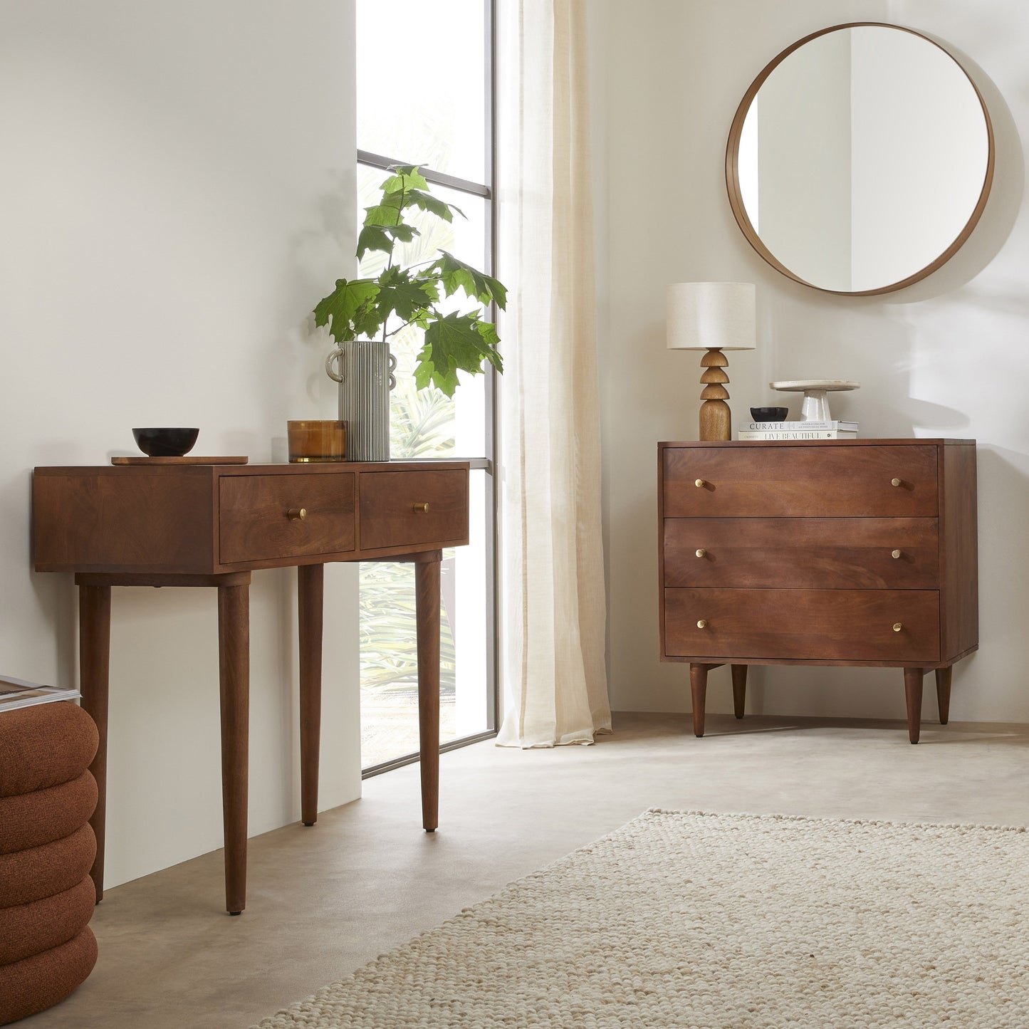 Scandinavian Walnut Oslo Console, Dressing Table, and Desk Fishe and Lilly
