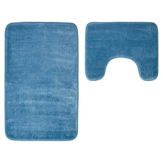 Soak Denim Blue Bath And Pedestal Mat Set AK Kin Garden Supplies