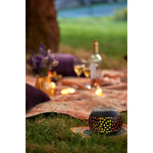 Solar Flame Lantern 11cm Black AK Kin Garden Supplies