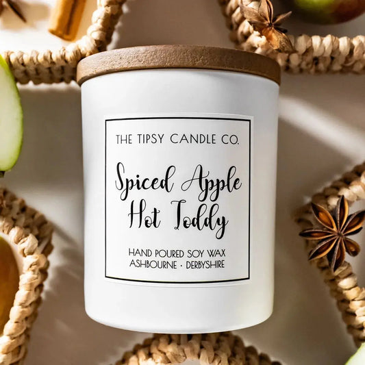 Spiced Apple Hot Toddy Scented Candle - White Glass Jar 300ml AK Kin Garden Supplies
