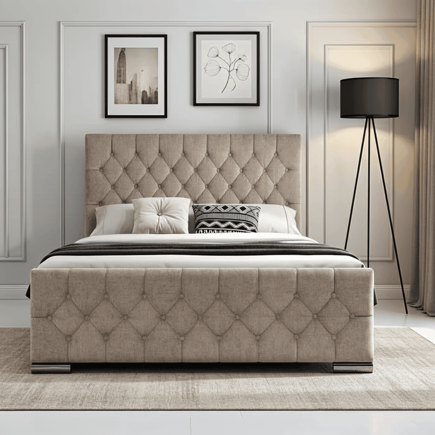The Oulton Bed Frame: Hand-Tufted UK Design UK Beds Direct ltd