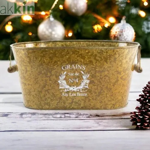 Tin Trough Antique Brass 36cm AK Kin Garden Supplies