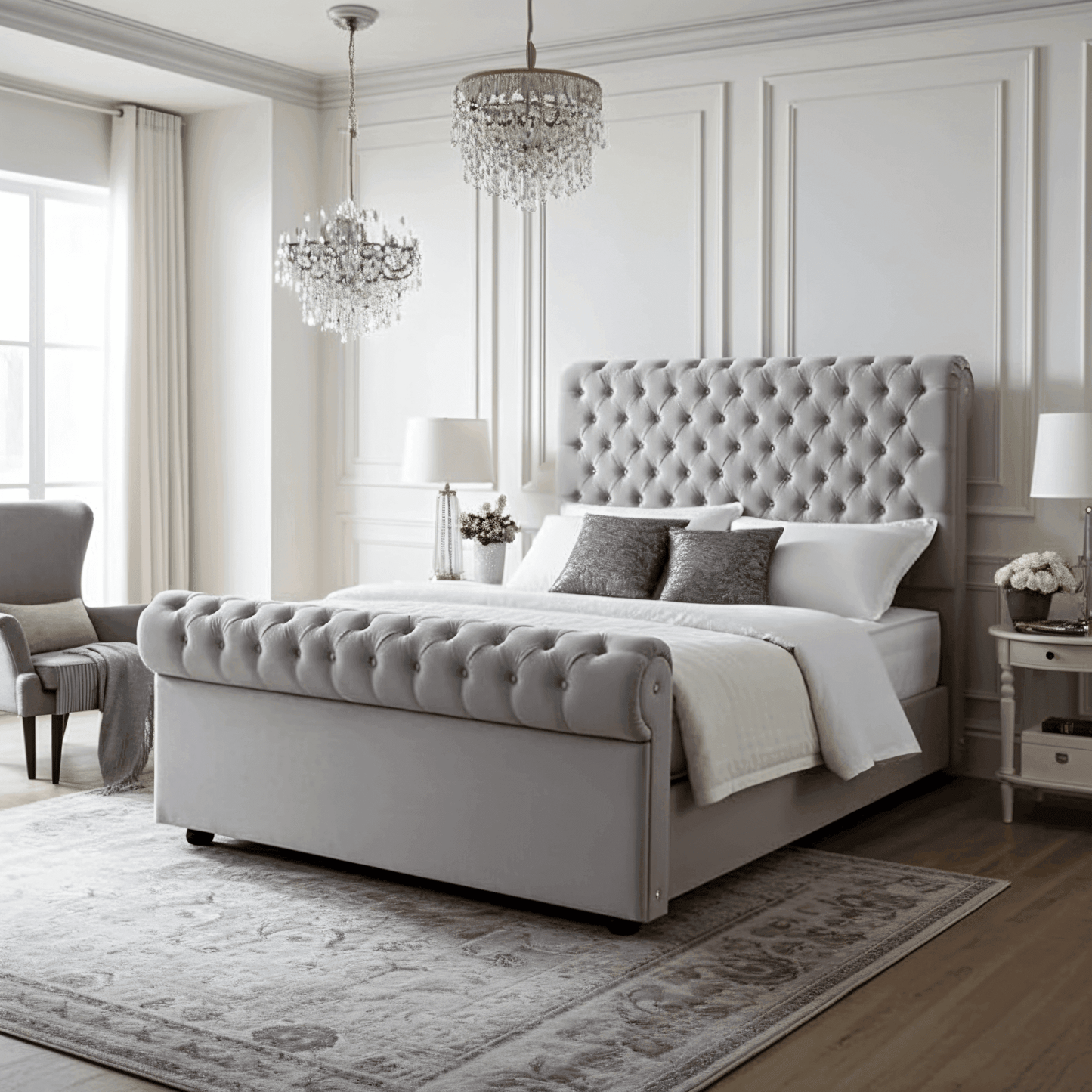 Traditional Sleigh Bed Frame – Chesterfield Design UK Beds Direct ltd