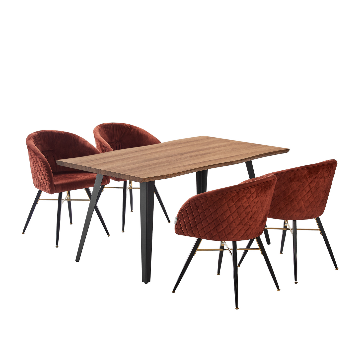 Vittorio Rocco LUX 5PCs Dining Set includes an Oak Dining Table and Set of 4 Dining Chairs PN Home