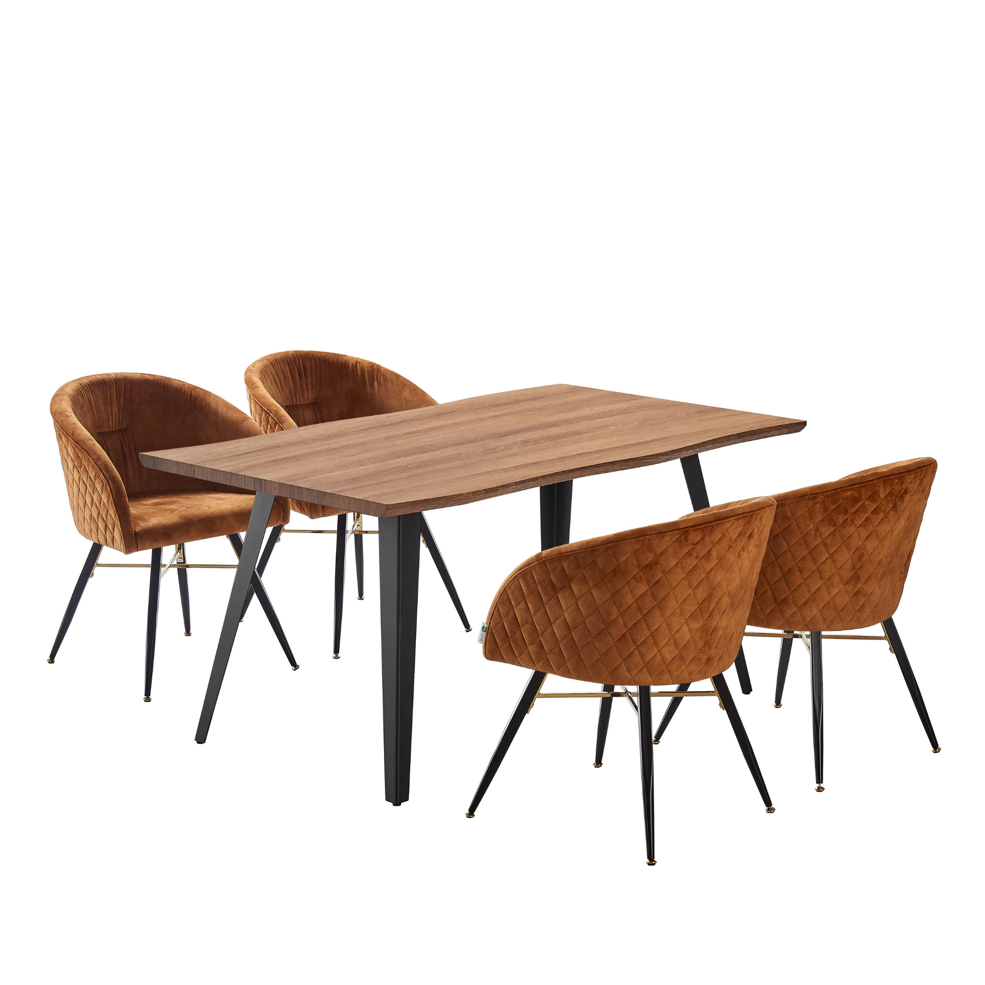Vittorio Rocco LUX 5PCs Dining Set includes an Oak Dining Table and Set of 4 Dining Chairs PN Home