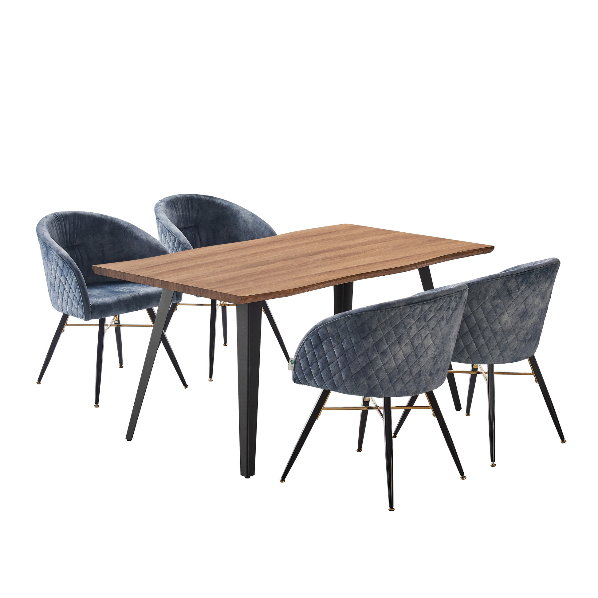 Vittorio Rocco LUX 5PCs Dining Set includes an Oak Dining Table and Set of 4 Dining Chairs PN Home
