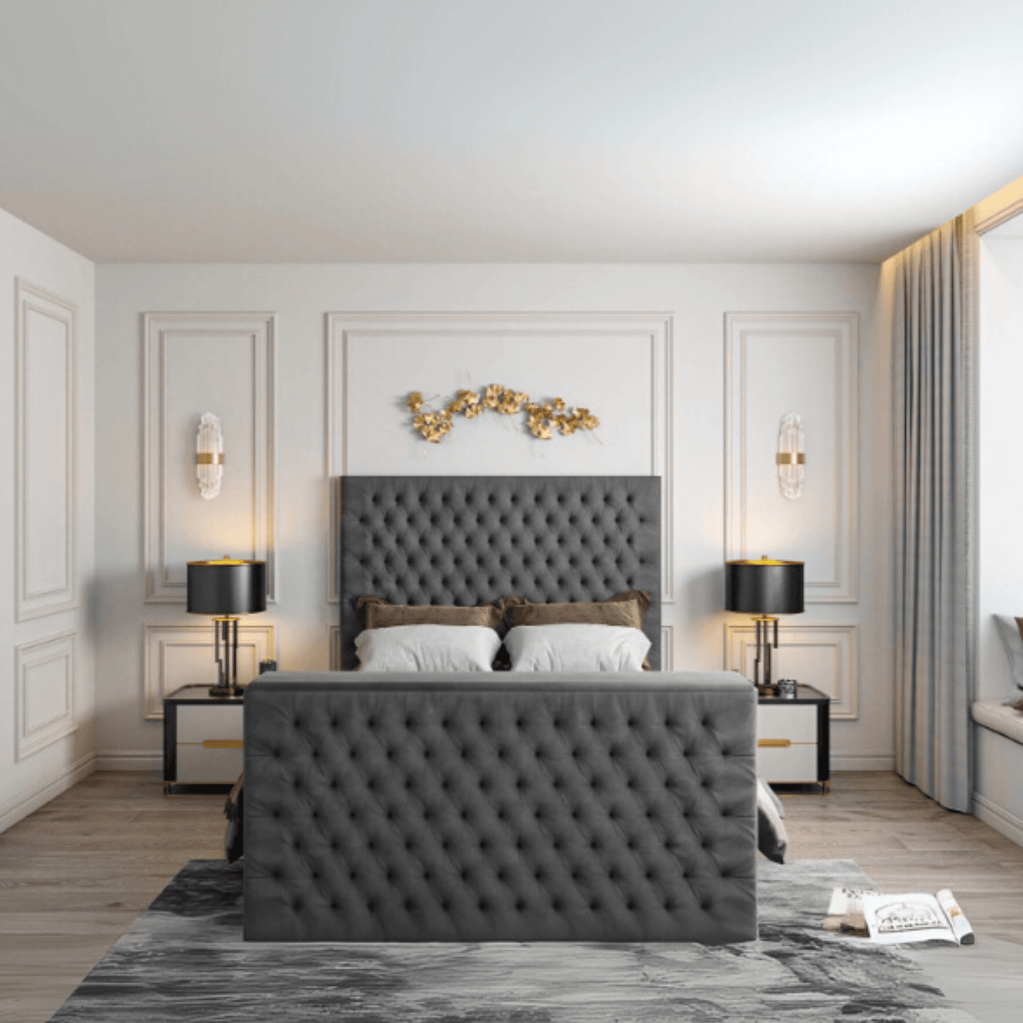 Wilton Chesterfield Upholstered Electric Tv Bed Frame UK Beds Direct ltd