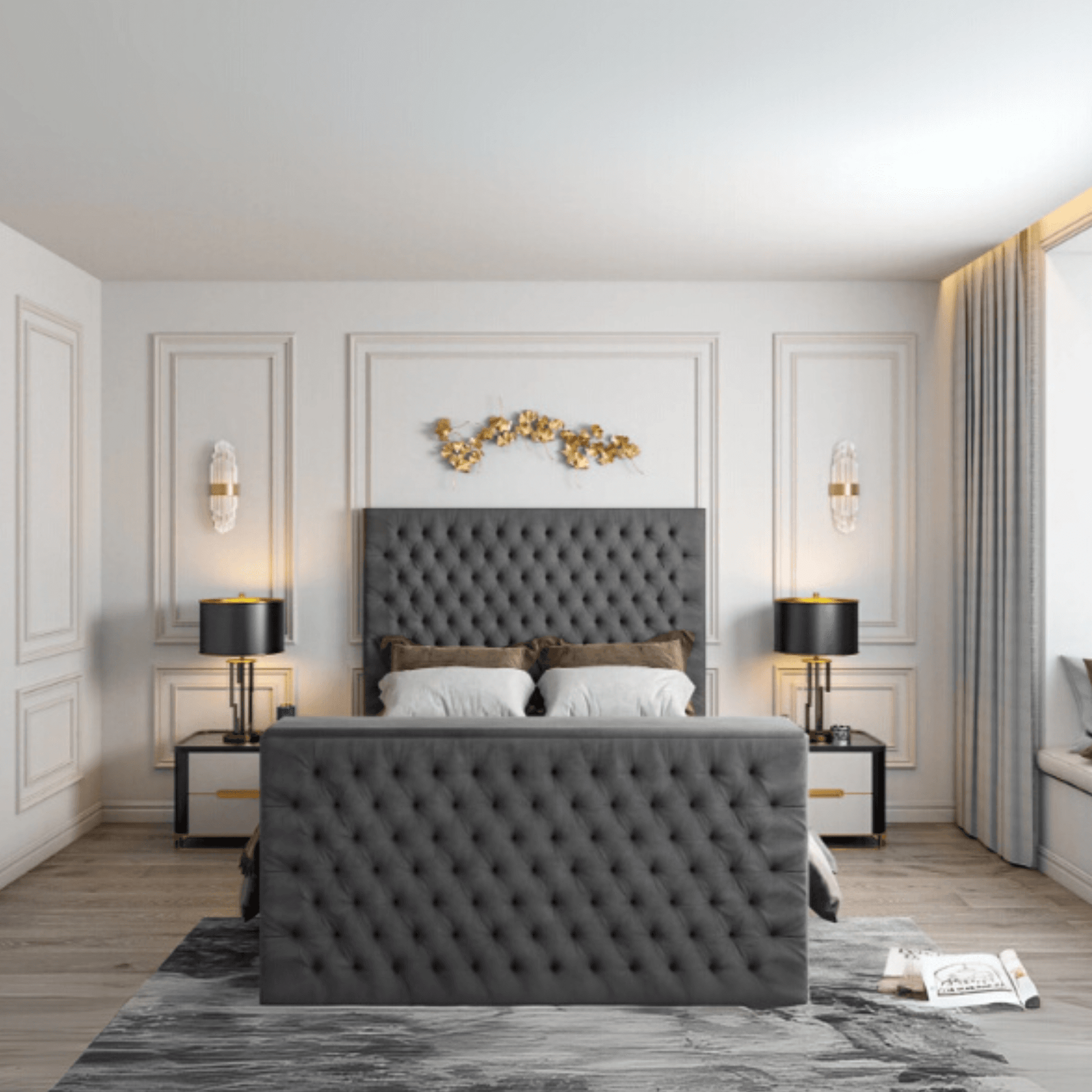 Wilton Chesterfield Upholstered Electric Tv Bed Frame UK Beds Direct ltd