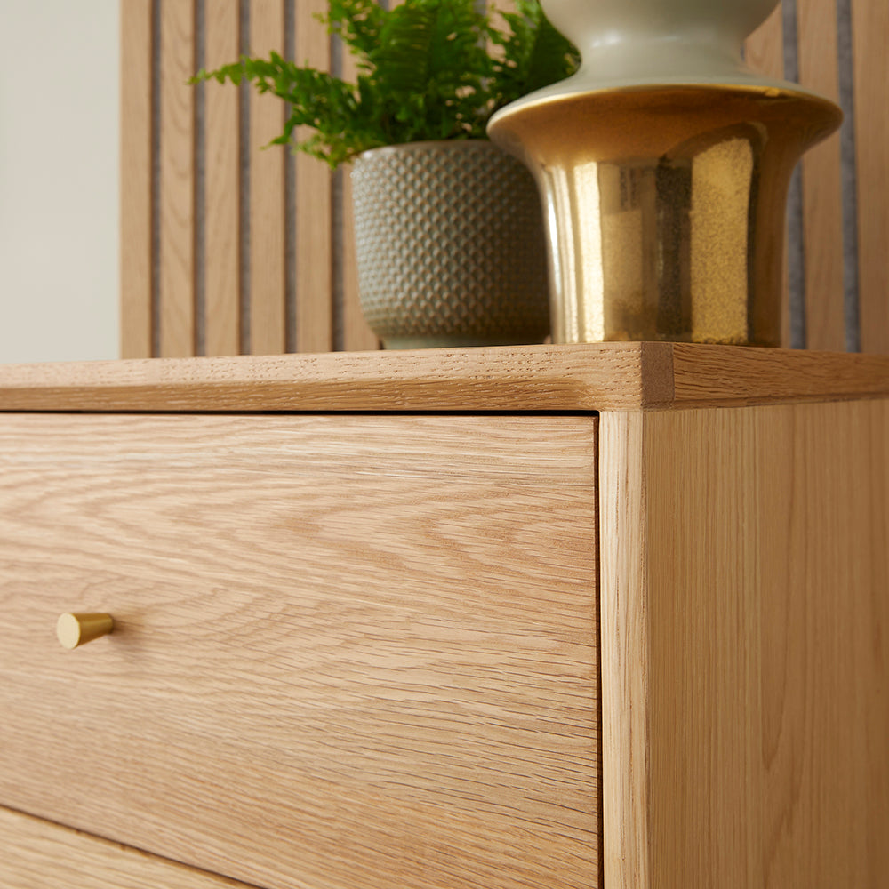 Wright Oak Tallboy Chest of 5 Drawers Fishe and Lilly