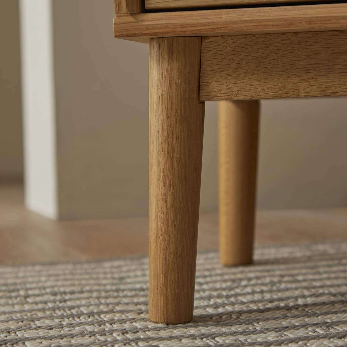 Wright Narrow Oak Bedside Table Fishe and Lilly