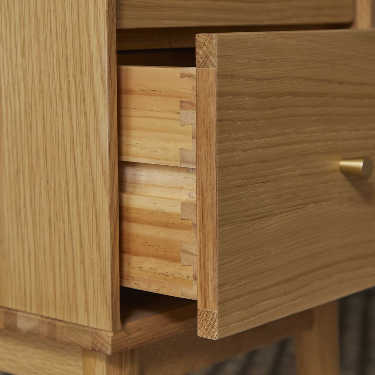 Wright Narrow Oak Bedside Table Fishe and Lilly