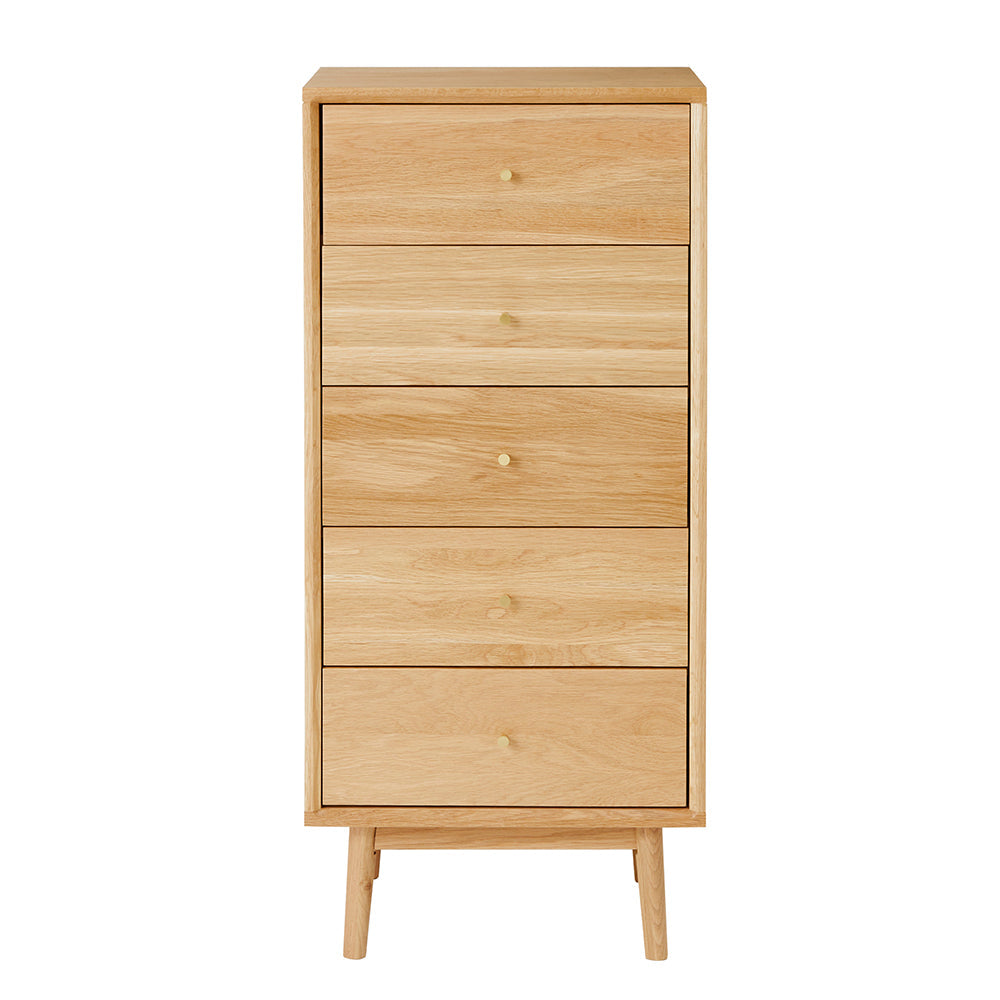 Wright Oak Tallboy Chest of 5 Drawers Fishe and Lilly