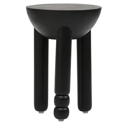 Walsa Black Finish Mango Wood Column Detail Round Side Table D35cm x H50cm AK Kin Garden Supplies