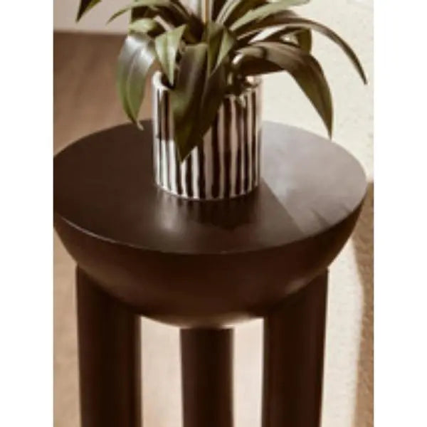 Walsa Black Finish Mango Wood Column Detail Round Side Table D35cm x H50cm AK Kin Garden Supplies