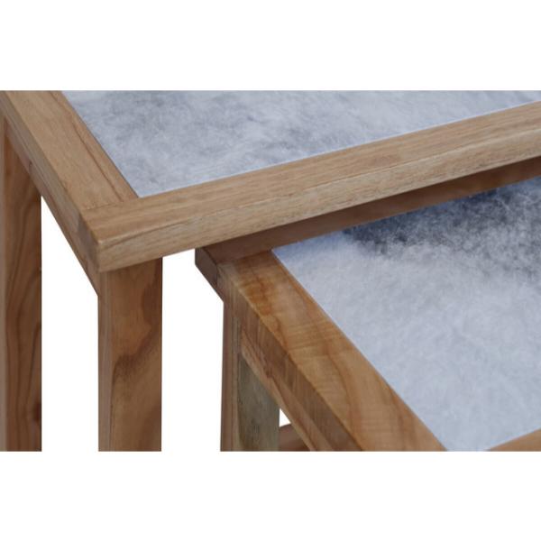 Womad Large Set Of 2 Wooden Side Tables With White Marble Tops House, Home & Garden